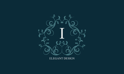 Exquisite logo with initials I. Exclusive monogram for restaurants, clubs, boutiques, cafes, hotel cards. Business style and brand of the company.