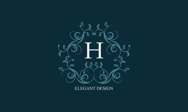 Exquisite logo with initials H. Exclusive monogram for restaurants, clubs, boutiques, cafes, hotel cards. Business style and brand of the company.