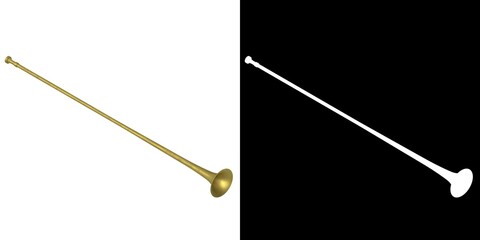 3D rendering illustration of a long trumpet © Francesco Milanese