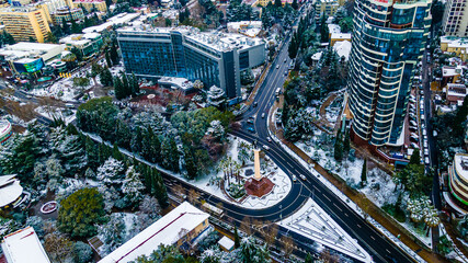 Winter in Sochi aerial panoramic view, Russia