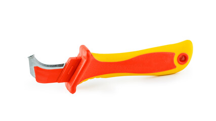 An electrician's and builder's tool. A hand tool. On a white background