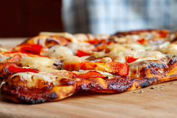 homemade pizza on board