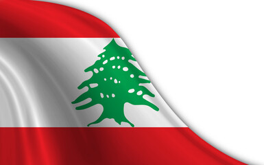 Lebanon flag waving in the wind against white background