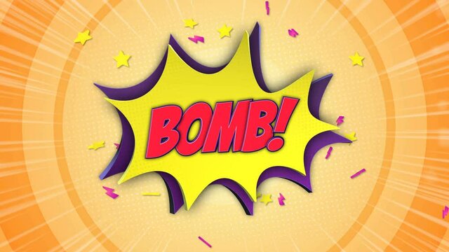 BOMB Comic Text and Speech Balloon Animation, with Alpha Matte, Loop
