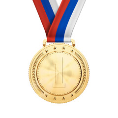 Russia gold medal 3D, gold medal isolated	