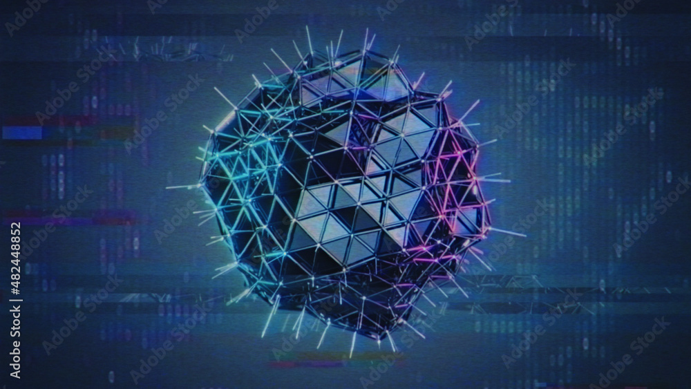 Aufkleber platonic and connected points 80s vhs style 3d render