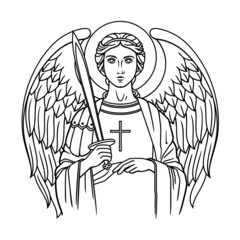 Angel Michael the archangel with sword - obrazy, fototapety, plakaty