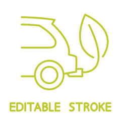 Zero tailpipe emissions. Eco friendly vehicle using biofuel. Electric vehicle. Eco car concept green drive with leaf symbol