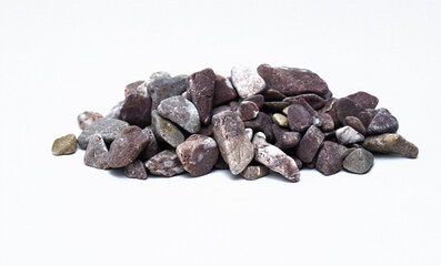 Sea pebbles isolated white background
