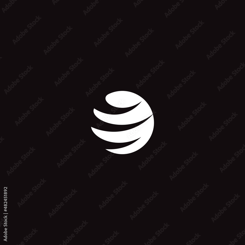 Poster abstract round logo template with three strips cutout ball. world network, global communicate, globe