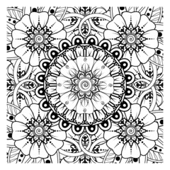 Circular pattern in form of mandala for Henna, Mehndi, tattoo, decoration. Coloring book page.