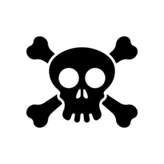 Skull and bones icon. Black silhouette. Front view. Vector simple flat graphic illustration. Isolated object on a white background. Isolate.