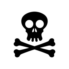 Skull and bones icon. Black silhouette. Front view. Vector simple flat graphic illustration. Isolated object on a white background. Isolate.
