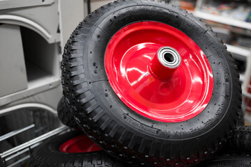 New spare wheel for cart or trolley . Soft focus