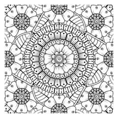 Circular pattern in form of mandala for Henna, Mehndi, tattoo, decoration. Coloring book page.