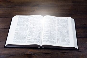 Open book, Bible. Prayer. Holy book. Love for Scripture.