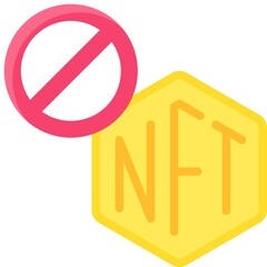 Banned nft icon, NFT related vector illustration