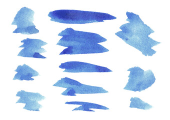 watercolor blue stripes and spots on a white background