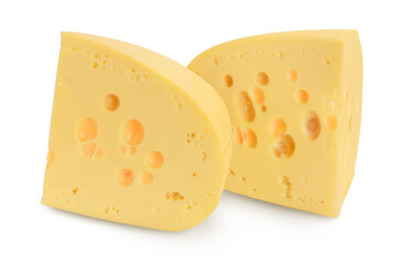 piece of cheese isolated on white background with clipping path and full depth of field