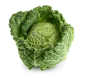 Savoy cabbage isolated on white background with clipping path and full depth of field