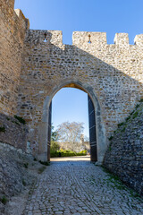 Fototapeta premium Convent of Christ or 'Convento de Cristo' is ornately sculpted, Manueline style, hilltop Roman Catholic convent in Tomar, Portugal. Templar stronghold complex is a historic and cultural monument.