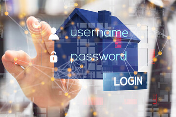 home data. Digital cyberspace with particles and Digital data network connections concept.