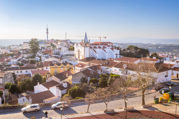 Abrantes landscape view at sunset from the castle, in Portugal