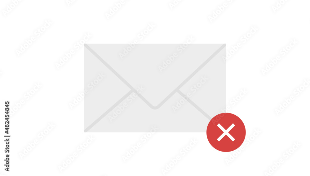 Aufkleber rejection sign on email symbol and email unreading block simple concept flat vector illustration.
