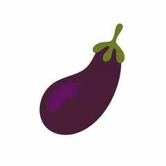 Eggplant fruit in a flat style on a white background.