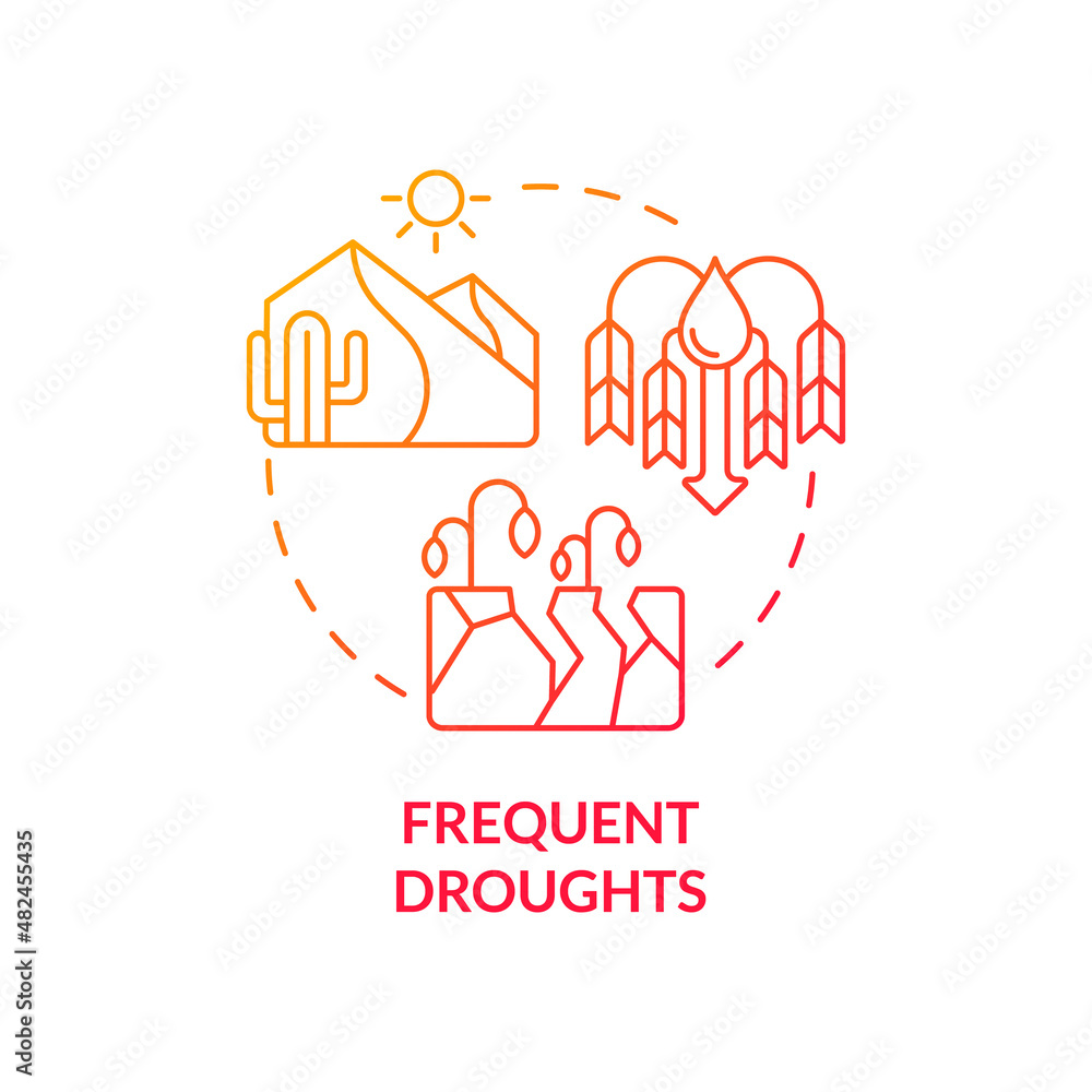 Aufkleber frequent droughts red gradient concept icon. effects of climate change abstract idea thin line illus