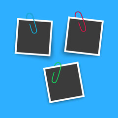Photo Frame Collection. Polaroid photo frame set.Photo frames with realistic drop shadow vector effect isolated design.Photo frames fixed with adhesive tape on a transparent. Vector illustration