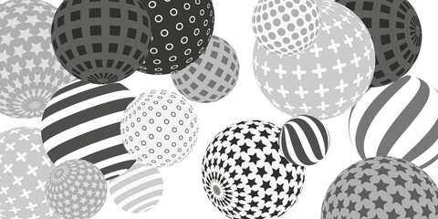 Retro 3d illustration abstract balls, great design for any purposes.  Modern poster for cover design.  Vector modern banner. Background wall design.