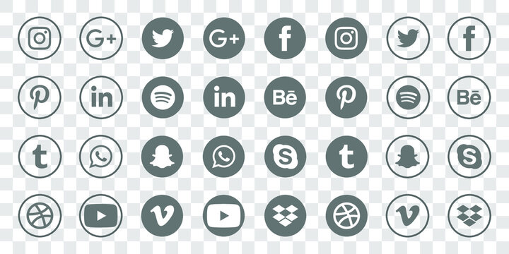 Facebook, twitter, instagram, youtube, linkedin, vimeo. Social media icons. Realistic set. Vector illustration. Vinnitsa, Ukraine - January 24, 2022