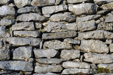 Ancient masonry stone wall close-up.