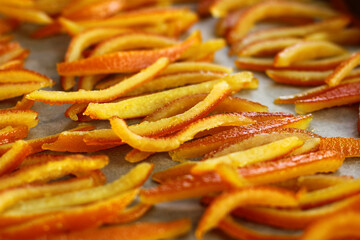 homemade sweets. candied orange peels