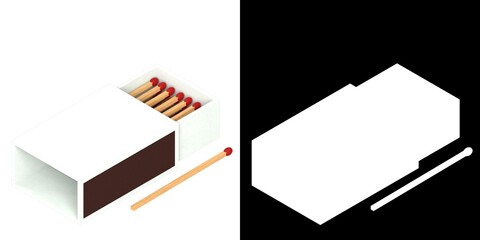 3D rendering illustration of a matchbox
