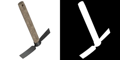 3D rendering illustration of a mattock