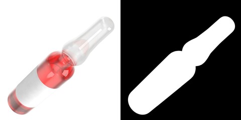 3D rendering illustration of a medical glass ampoule with liquid