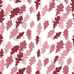 Fototapeta na wymiar Floral seamless with hand drawn color leaves. Cute autumn background. Tropic pink branches. Modern floral compositions. Fashion vector stock illustration for wallpaper, card, fabric, textile.