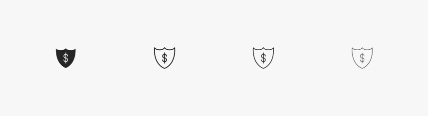 Shield with dollar sign vector icon. Save your money pictogram. Flat security shield. Financial protection symbol