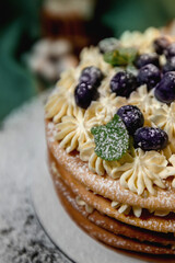 Beautiful delicious honey cake in the studio