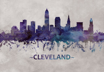 Cleveland Ohio skyline - obrazy, fototapety, plakaty
