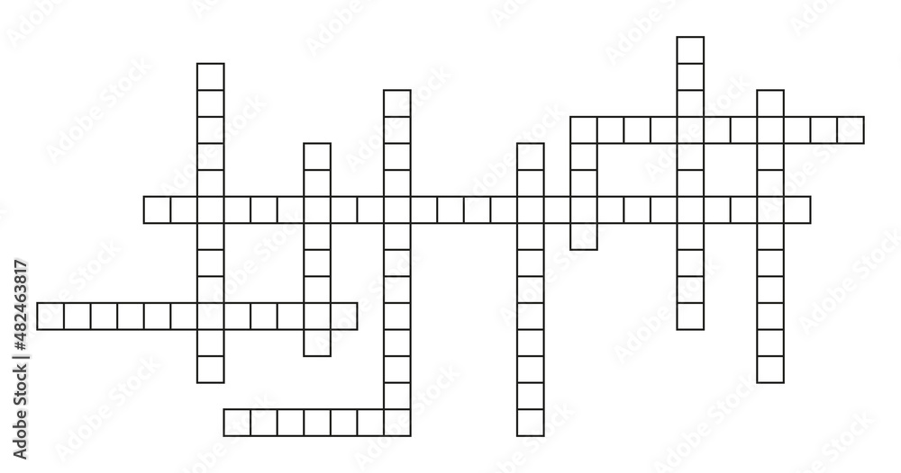 Poster crossword template. crossword puzzle isolated on white background. black grid for quiz game. cross w