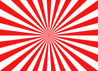 Japan flag. Sun japanese pattern. Red-white sunrise background. Asian kamikaze texture. Tokyo sunlight. National japanese background. Sunburst pattern. Vector - obrazy, fototapety, plakaty