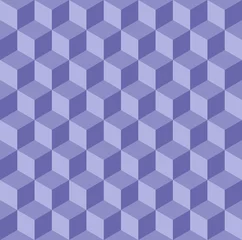 Fotobehang Very peri Naadloze 3D kubus vorm patroon achtergrond. Kleurentrend van 2022 zeer peri. Ontwerptextuurelementen voor spandoek, sjabloon, kaart, omslag, poster, achtergrond, tegel, muur. Vector illustratie.