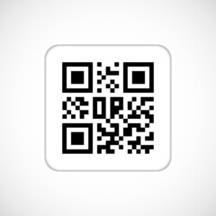 Qr code icon. Black scan code logo, barcode identification. Vector illustration