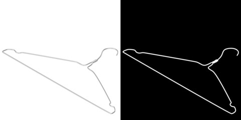 3D rendering illustration of a metal wire coat hanger
