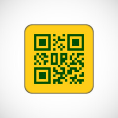 Qr code icon. Black scan code logo, barcode identification. Vector illustration
