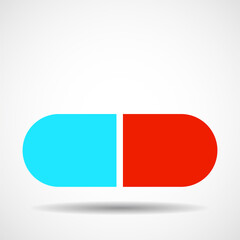 Medical pill icon, medicine icon, pharmacy symbol, health tablet. Vector illustration