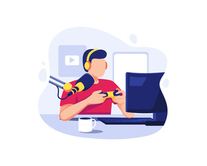 Gamer streaming while playing computer game